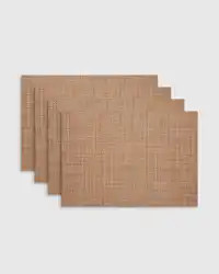Chilewich Easy-Care Basketweave Rectangular Placemats, Set of 4 in Teak | Quince
