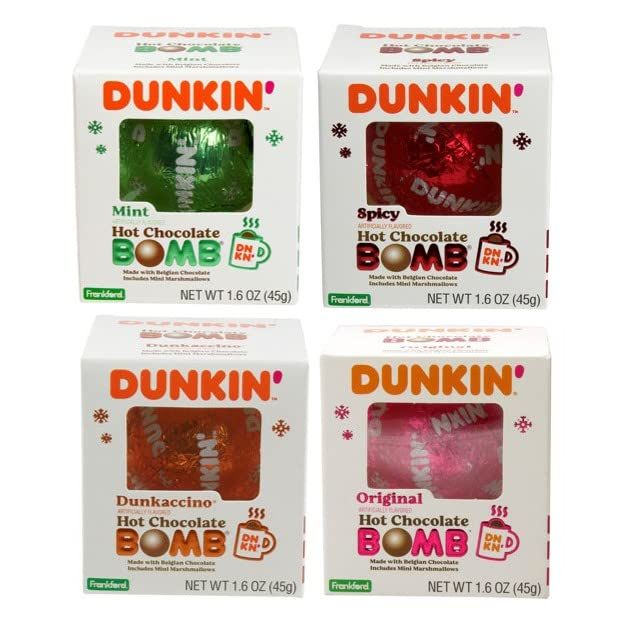 Dunkin' Hot Chocolate BOMB 4 Pack Assorted Flavors Bundle- Original, Mint, Dunkaccino, Spicy, Fou... | Amazon (US)