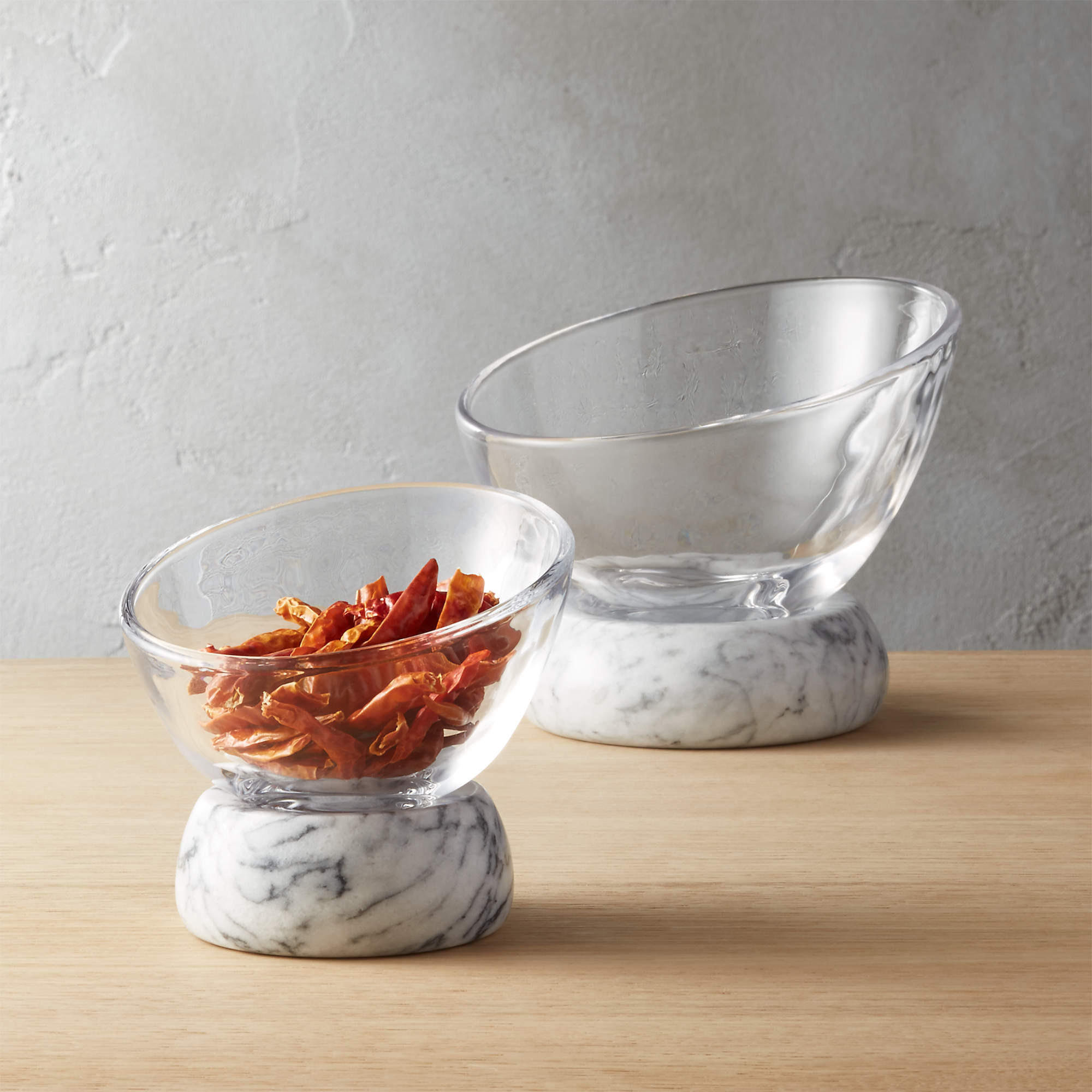 Askew Marble and Glass Serving Bowls Set of 2 + Reviews | CB2 | CB2