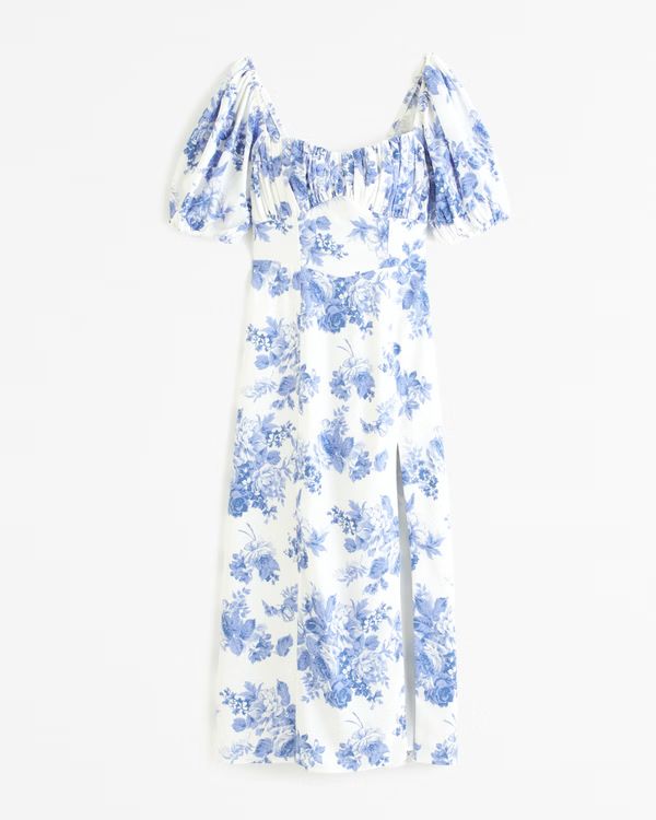 Puff Sleeve Midi Dress | Abercrombie & Fitch (US)