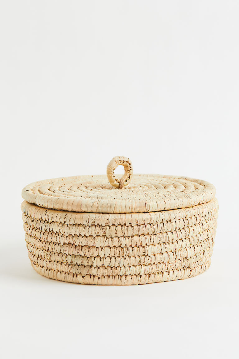 H & M - Braided straw lidded basket - Beige | H&M (UK, MY, IN, SG, PH, TW, HK)