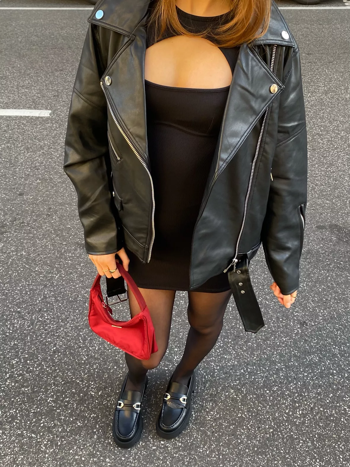 female leather jacket outfit ideas