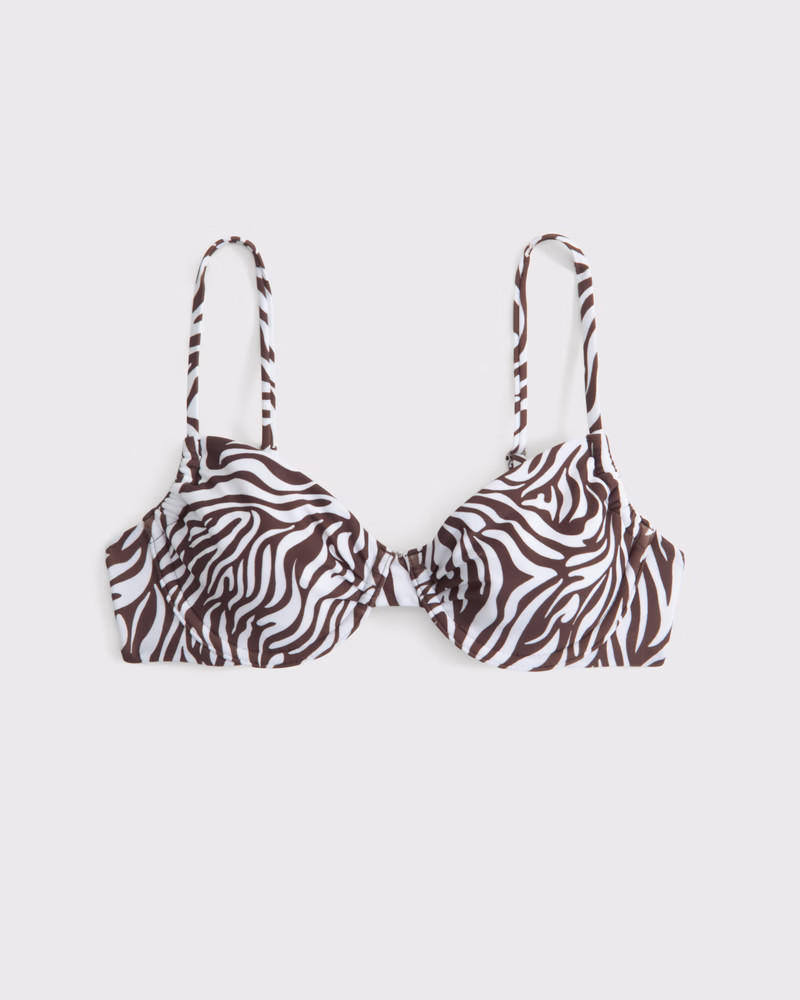 Abercrombie & Fitch Women's Curve Love Ruched Underwire Bikini Top in Brown Zebra Print - Size XS | Abercrombie & Fitch (US)