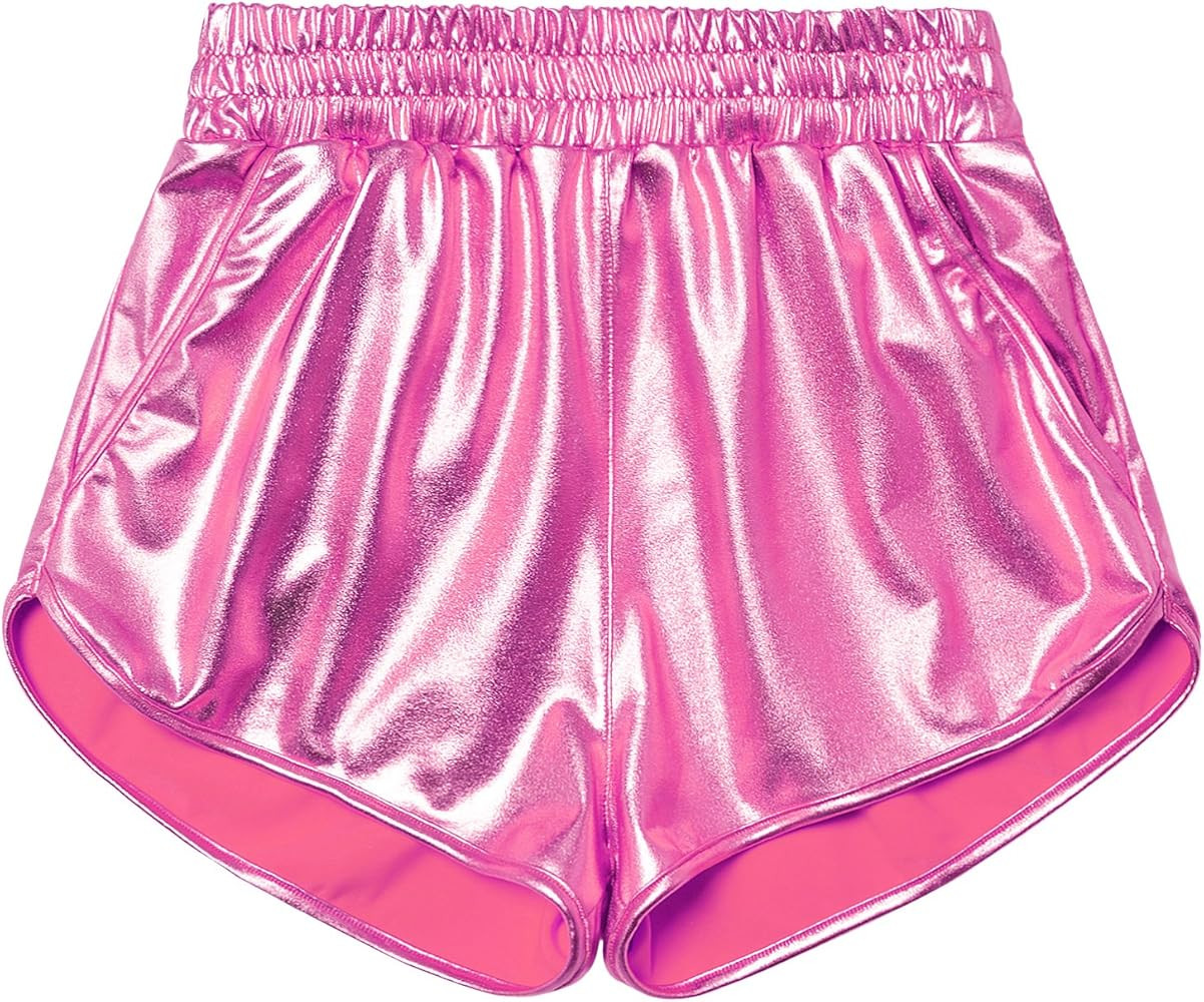 Perfashion Girls Metallic Shorts Sparkly Shiny Hot Pants Gold/Silver/Pink Outfit | Amazon (US)