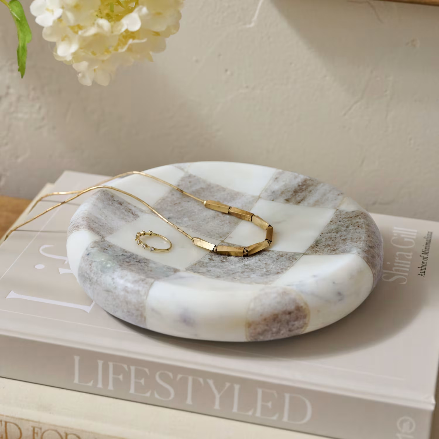 Everett Checkered Marble Trinket Tray | Magnolia