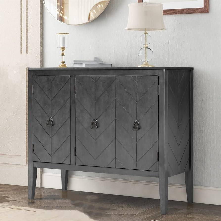 Accent Storage Cabinet,Wooden Buffet Sideboard Storage Cabinet with Adjustable Shelf & 3 Antique Doo | Amazon (US)