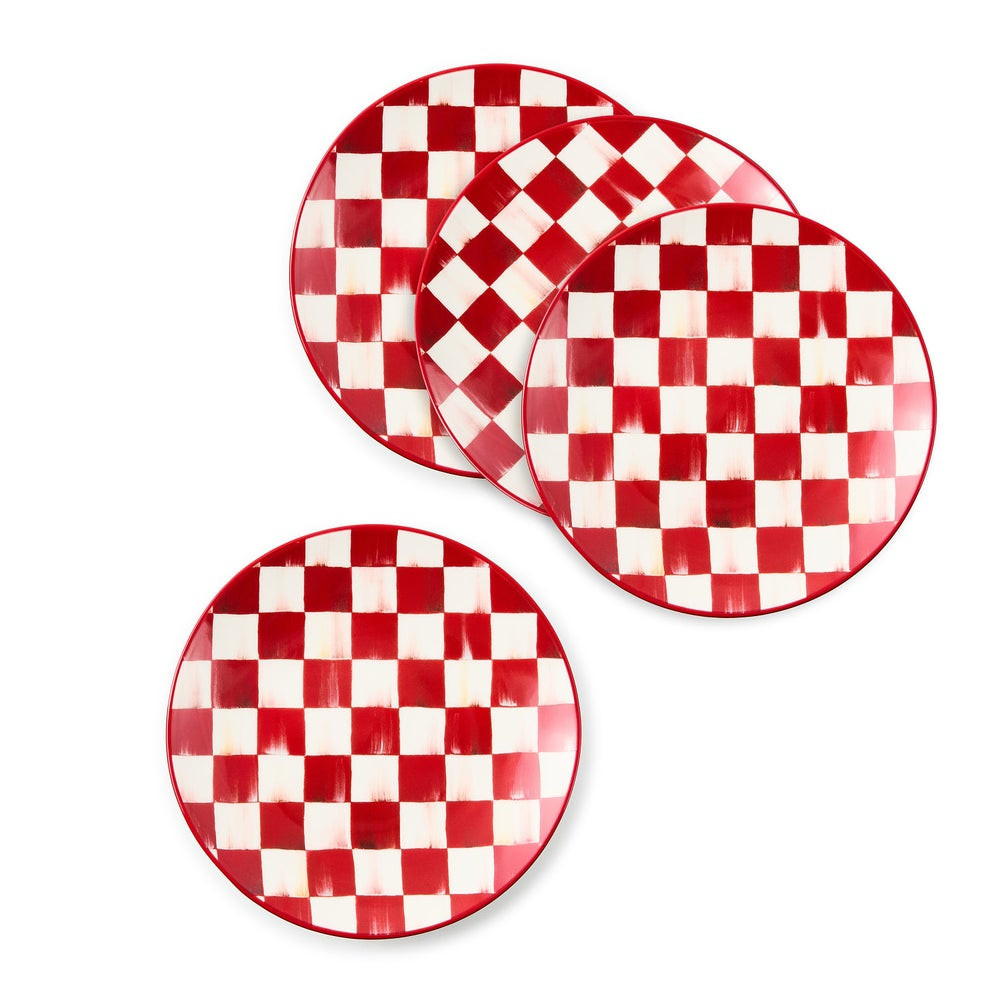 Cherry Check Salad Plates, Set of 4 | MacKenzie-Childs