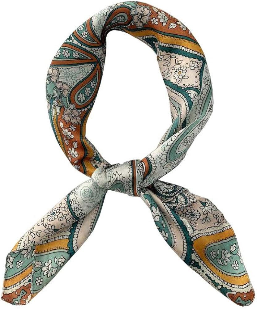 FONYVE Silk Feeling Scarf Medium Square Satin Head Scarf for Women 27.5 × 27.5 inches | Amazon (US)