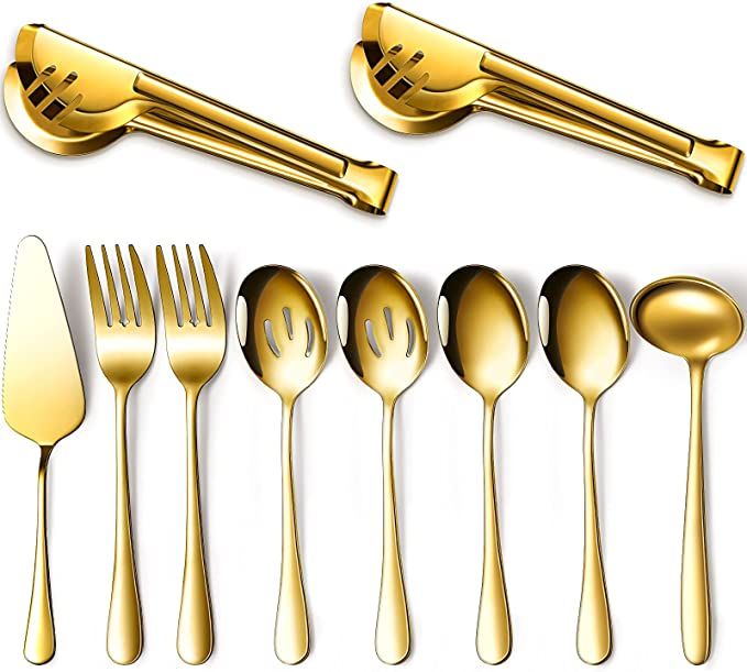 Serving Utensils Include Large Serving Spoons Slotted Serving Spoons Serving Forks Serving Tongs ... | Amazon (US)