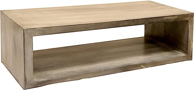 The Urban Port 58-Inch Cube Shape Wooden Coffee Table with Open Bottom Shelf, Charcoal Gray | Amazon (US)