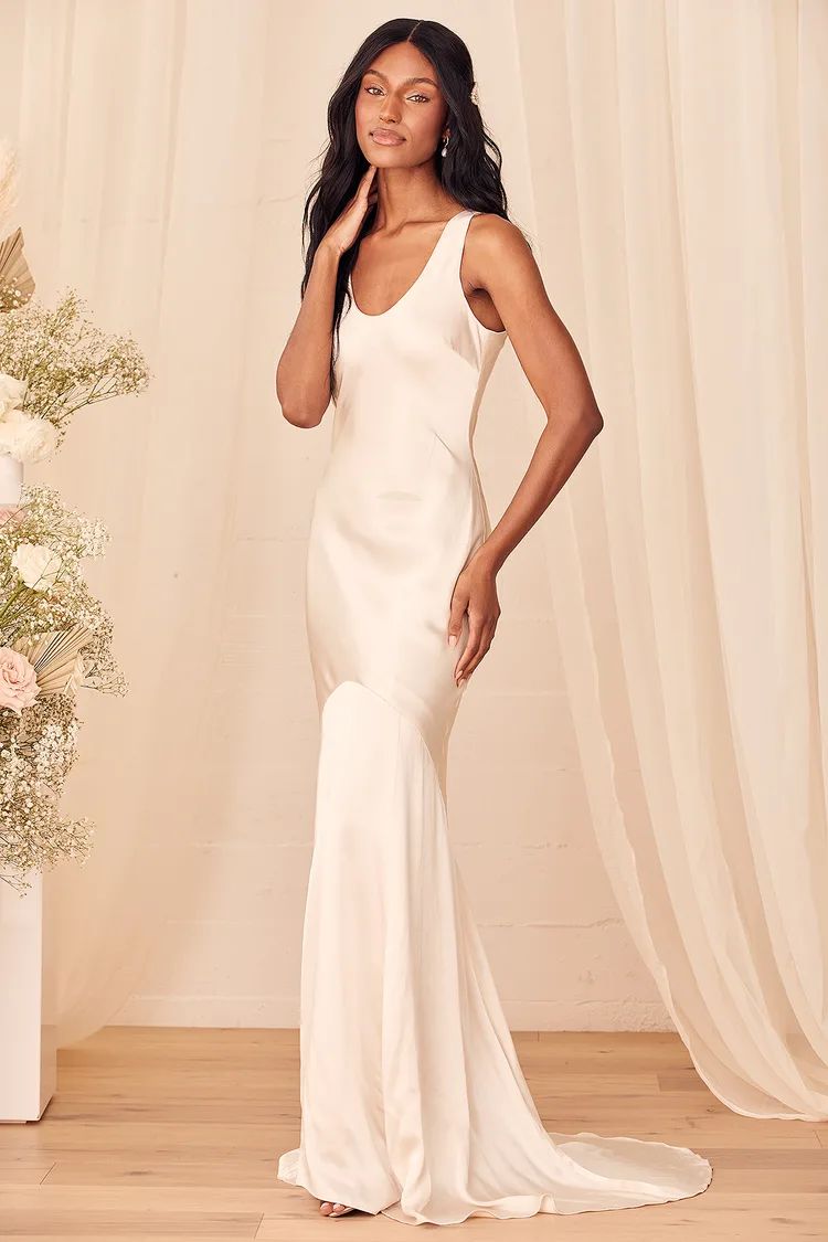 Love All of Me Champagne Satin Maxi Dress | Lulus