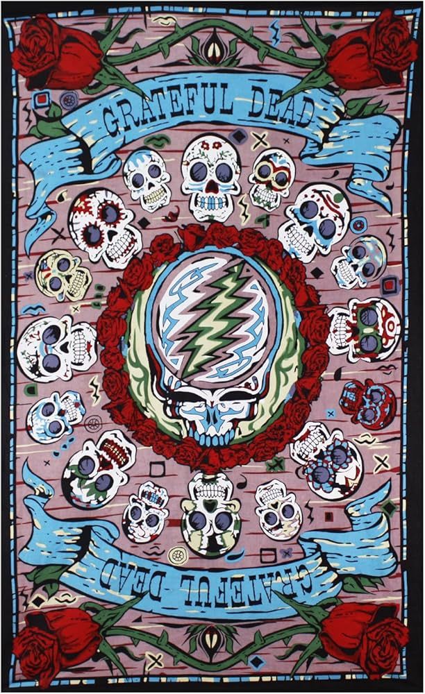 Grateful Dead 3D Mexicali Sugar Skulls Tapestry Tablecloth Wall Art Beach Sheet Huge 60x90 Inches... | Amazon (US)