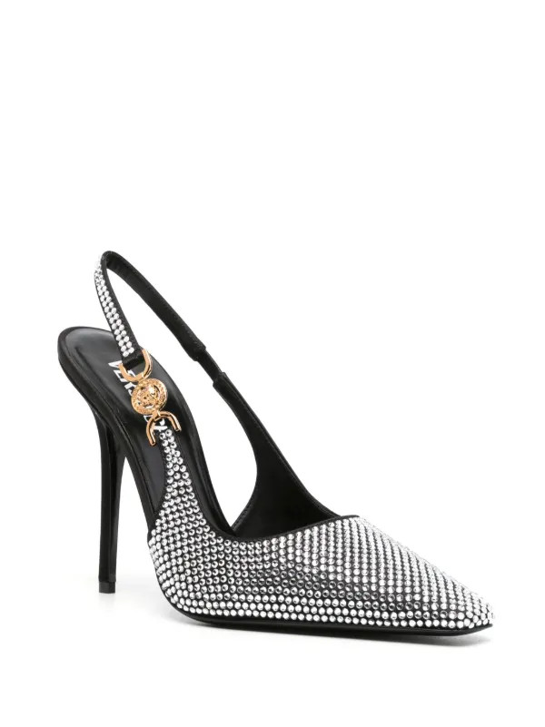 crystal-embellished Medusa 95' slingback pumps | Farfetch Global