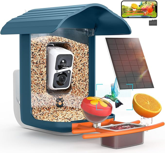birdsnap® PAV- Bird Feeder with Camera Solar Panel, 2K HD & 64GB Card, AI Identify Bird Species ... | Amazon (US)