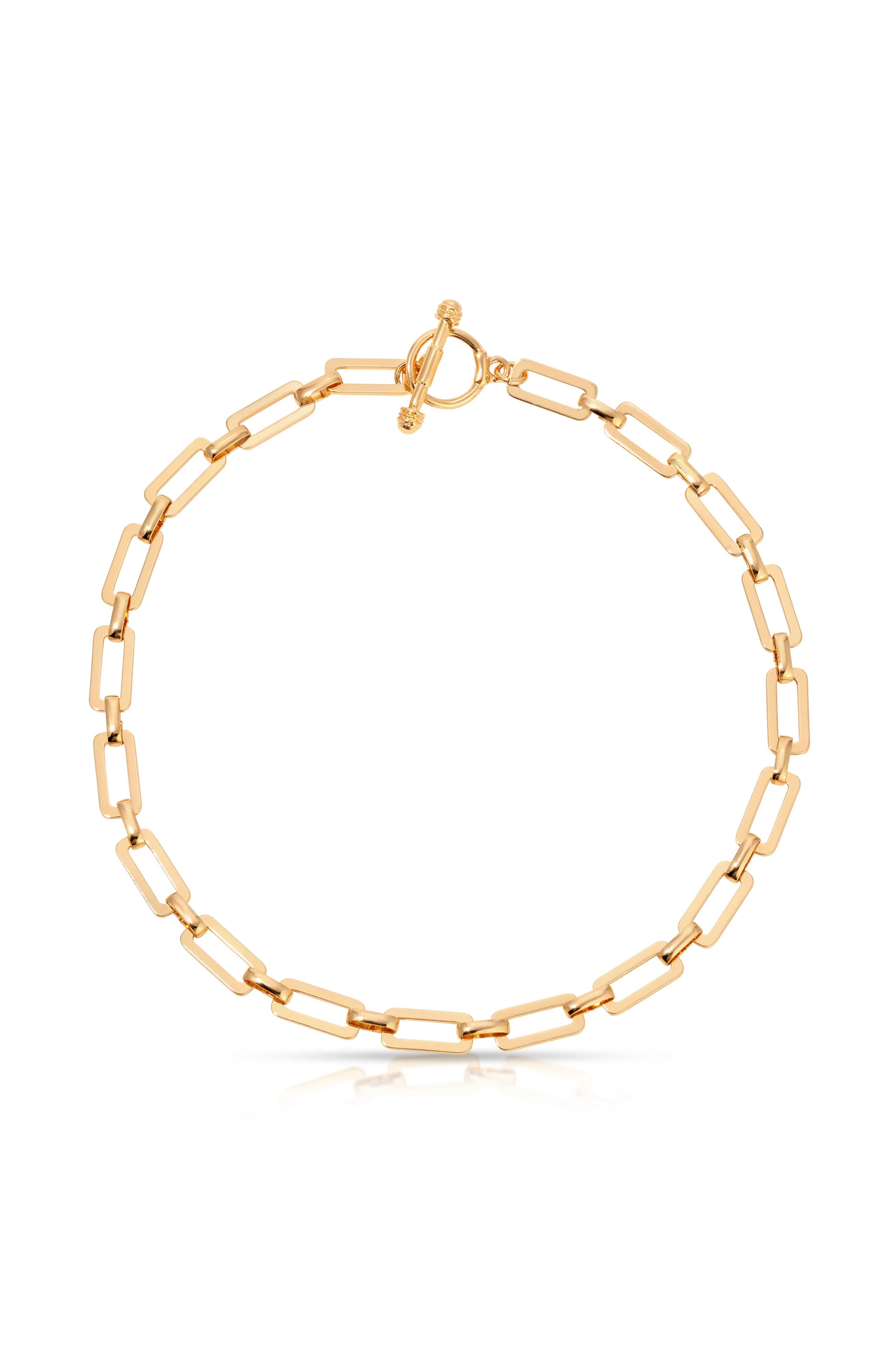 Golden Flat Rectangle Chain Necklace - 18k Gold Plated / One Size | Ettika