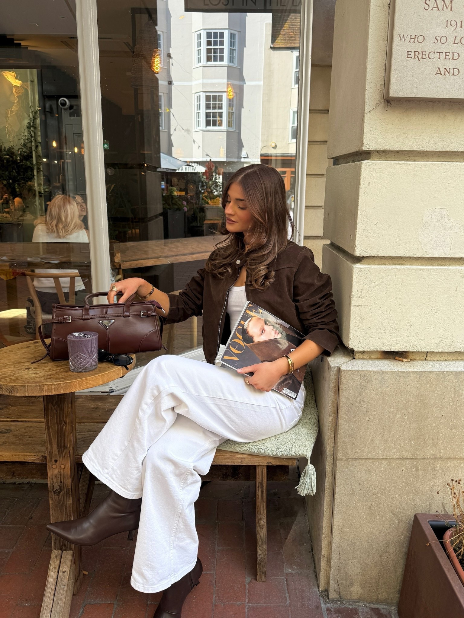 Outfit inspo, outfit inspiration, autumn outfits, autumn fashion, suede jacket, brown jacket, white jeans, baggy jeans, brown boots 

#LTKautumn #LTKeurope