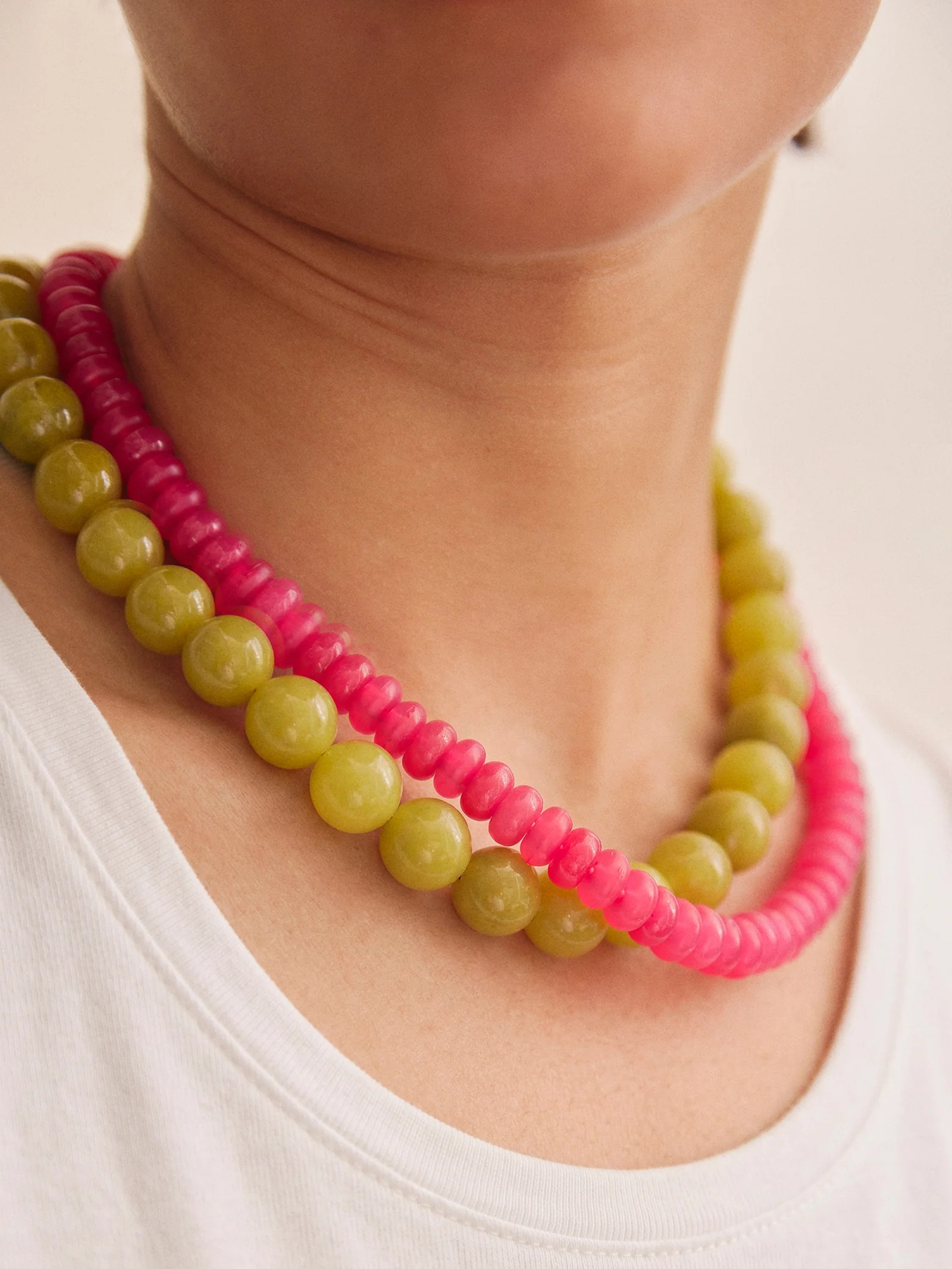 Joyce Semi-Precious Beaded Necklace - Fuchsia | BaubleBar