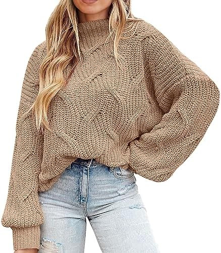 PRETTYGARDEN Women's Fall Oversized Pullover Sweaters Casual Crewneck Long Sleeve Chunky Cable Kn... | Amazon (US)