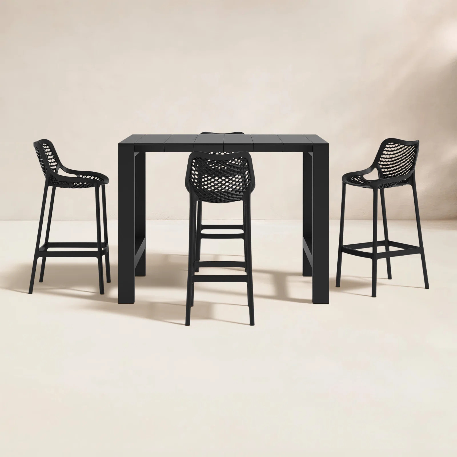 Farrah 55" W 4-Person Rectangular Extendable Plastic Patio Dining Set | Joss & Main