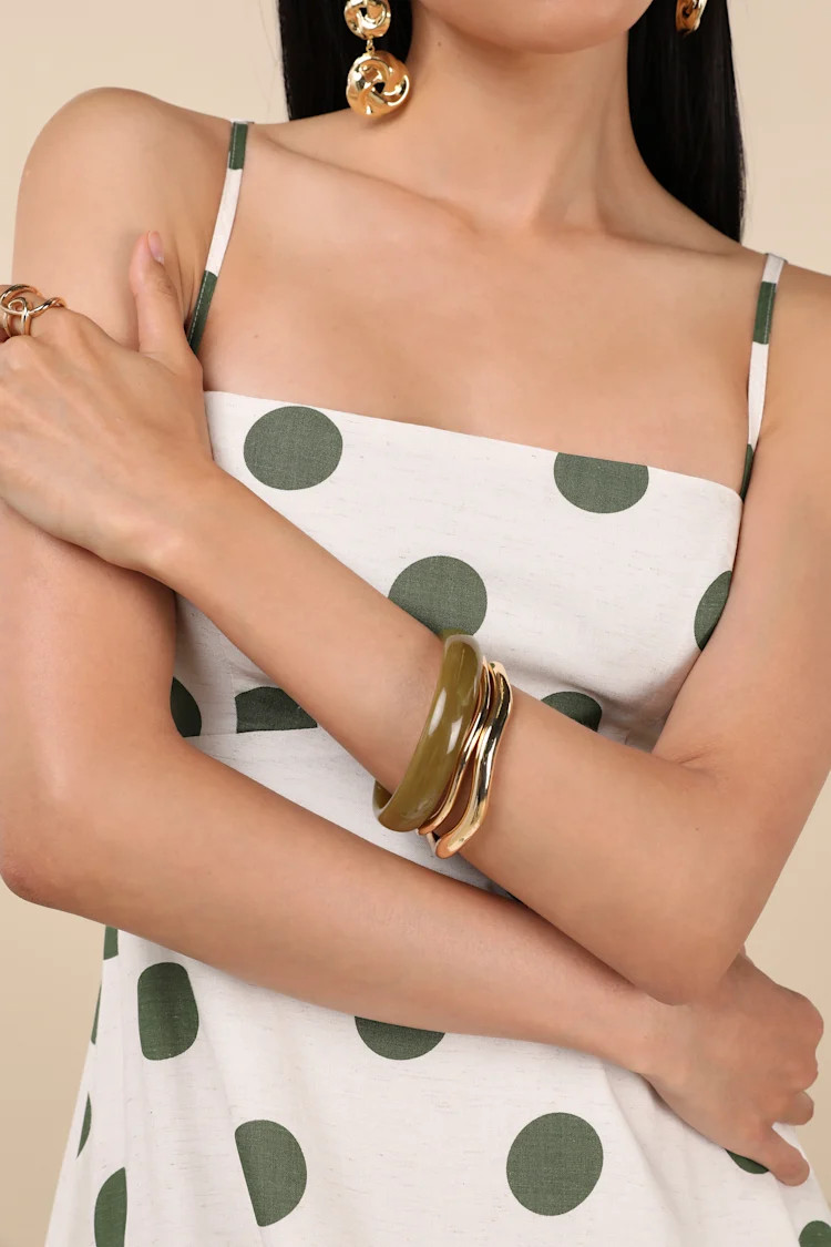 Eislyn Gold and Tan Acrylic Bangle Set | Lulus