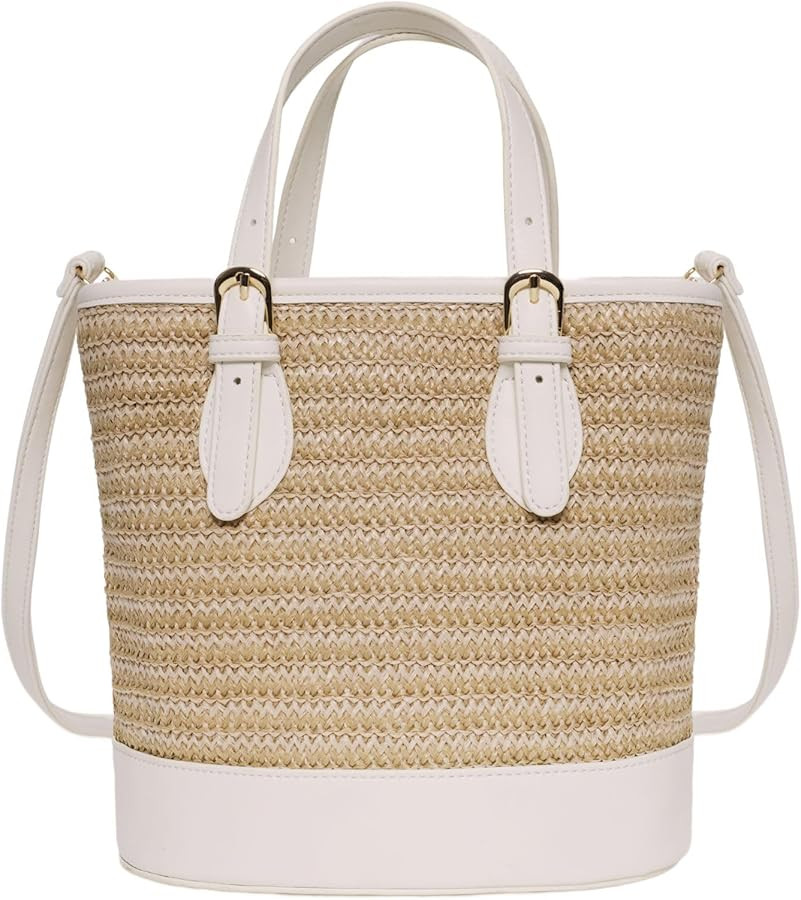 Trendy Women’s Straw Bucket Bag Straw Crossbody Bags For Women Summer Beach Clutch Travel Top-h... | Amazon (US)