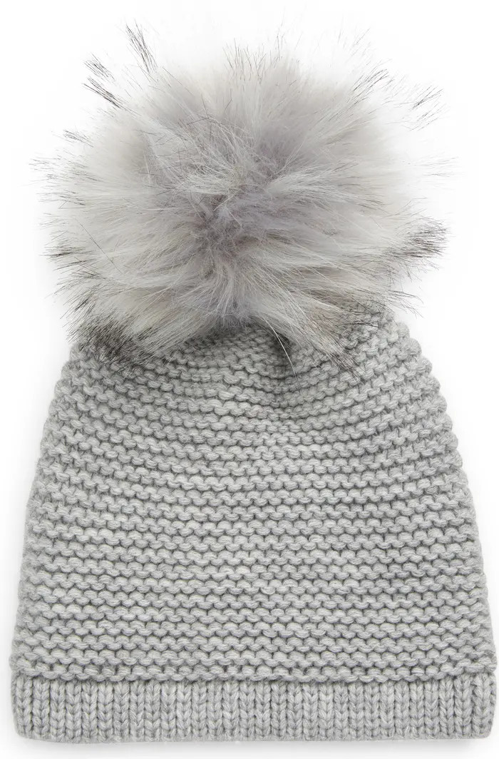 Wool Blend Beanie with Faux Fur Pom | Nordstrom
