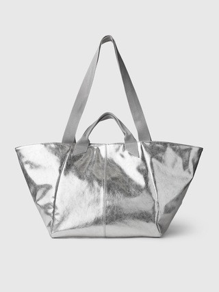 Metallic Vegan Leather Tote Bag | Gap (US)