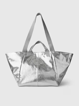 Metallic Vegan Leather Tote Bag | Gap (US)
