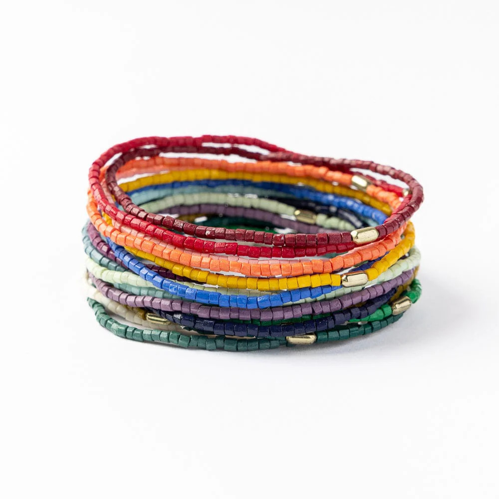 Chelsea 18 Strand Luxe Beaded Stretch Bracelet Set Multicolor | INK+ALLOY