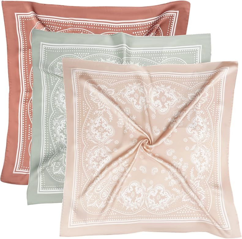 VANLINKER 27.5 Inches Silk Head Scarf for Women Men Vintage Bandanas Satin Hair Scarf Silk Wrap Neck | Amazon (US)