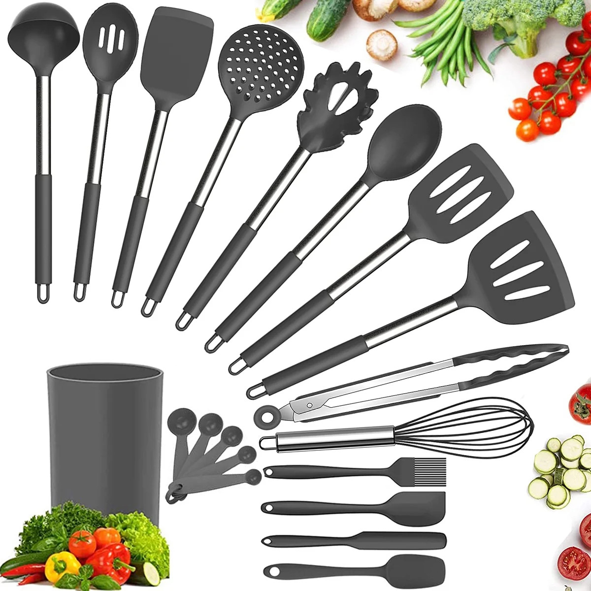 30 Pcs Silicone Cooking Utensil Set, Kitchen Utensils Cooking Utensils Set, Food Grade Silicone S... | Walmart (US)
