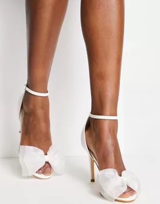Forever New Bridal bow barely there heels in ivory | ASOS (Global)
