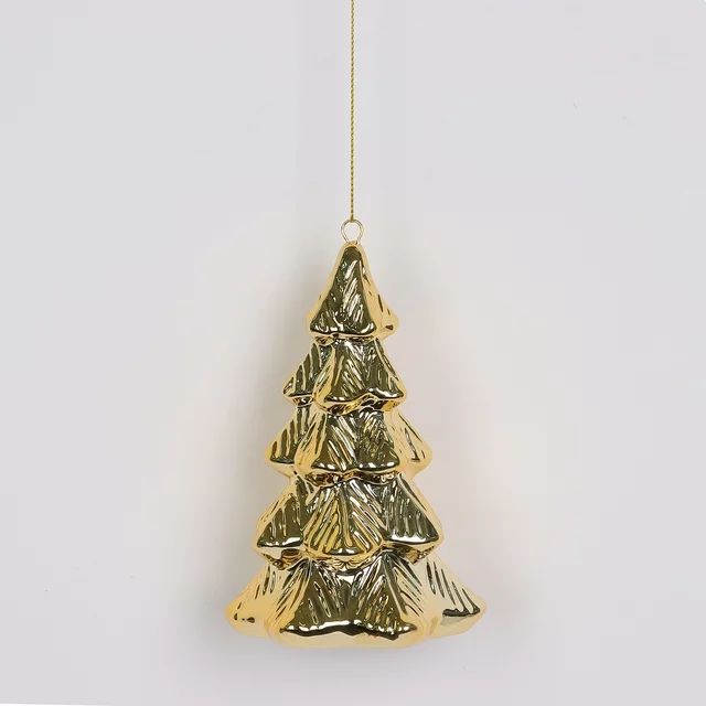 Ceramic Gold Tree Christmas Ornament, 4.75 in, by Holiday Time | Walmart (US)