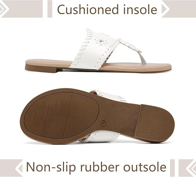 katliu Women's Flat Sandals Flip Flop Sandals Dressy Thong Sandals | Amazon (US)