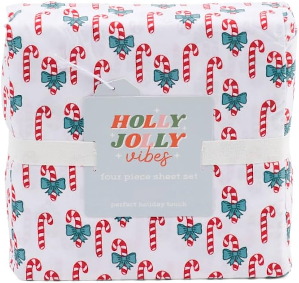 Christmas Winter Sheet Set (Candycane Bows, Queen) | Amazon (US)