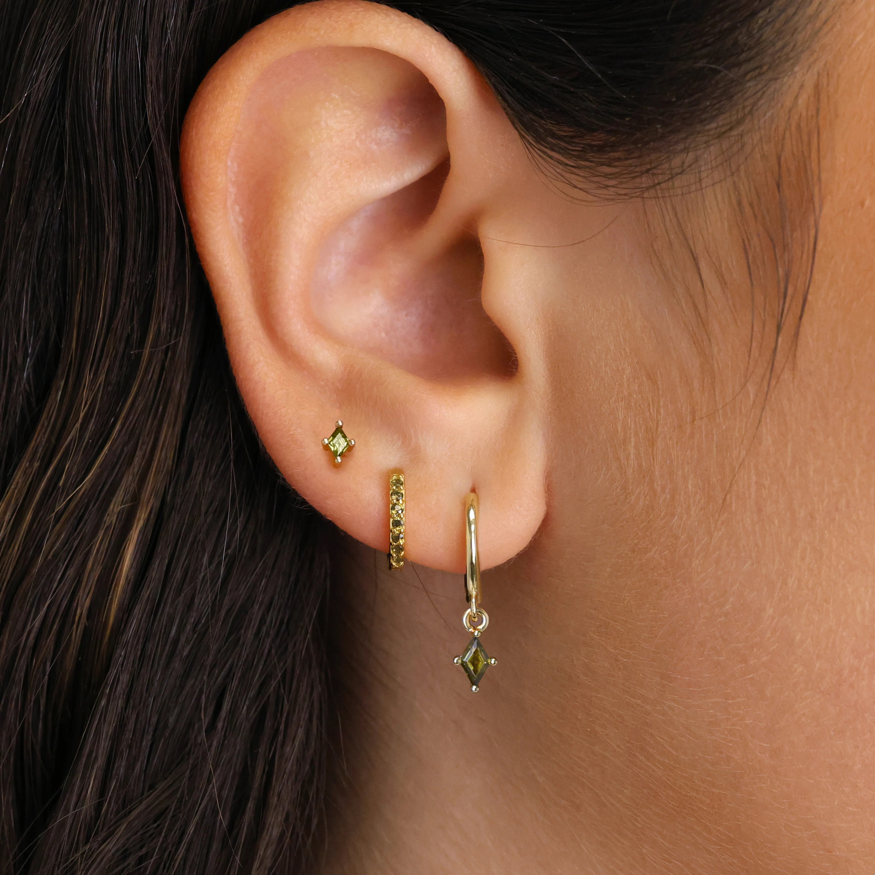 18K Gold Peridot Birthstone Charlotte Hoop Earring Set | Eyrful Artistry