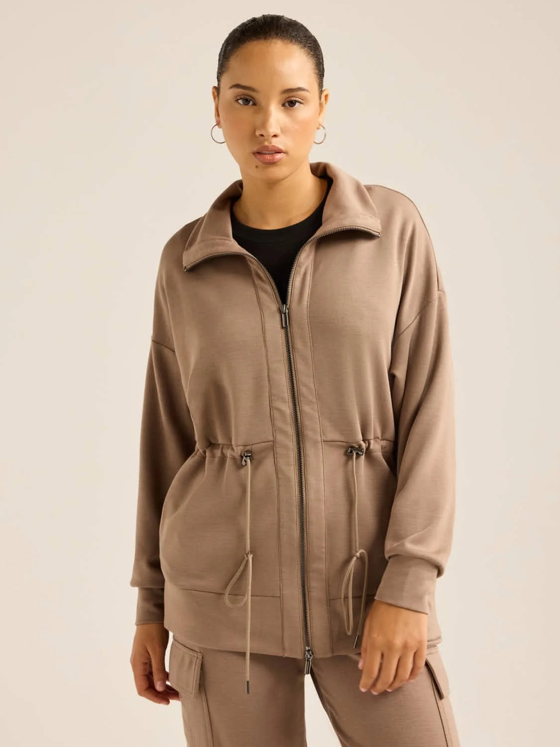 Scoop Women’s and Women's Plus Ultimate ScubaKnit Longline Drawstring Zip Jacket, Sizes XS-4X -... | Walmart (US)