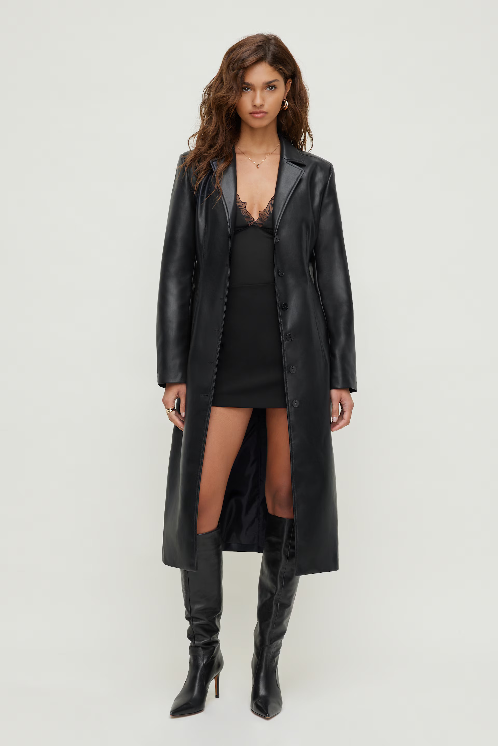 Faux Leather Trench Coat | Dynamite Clothing