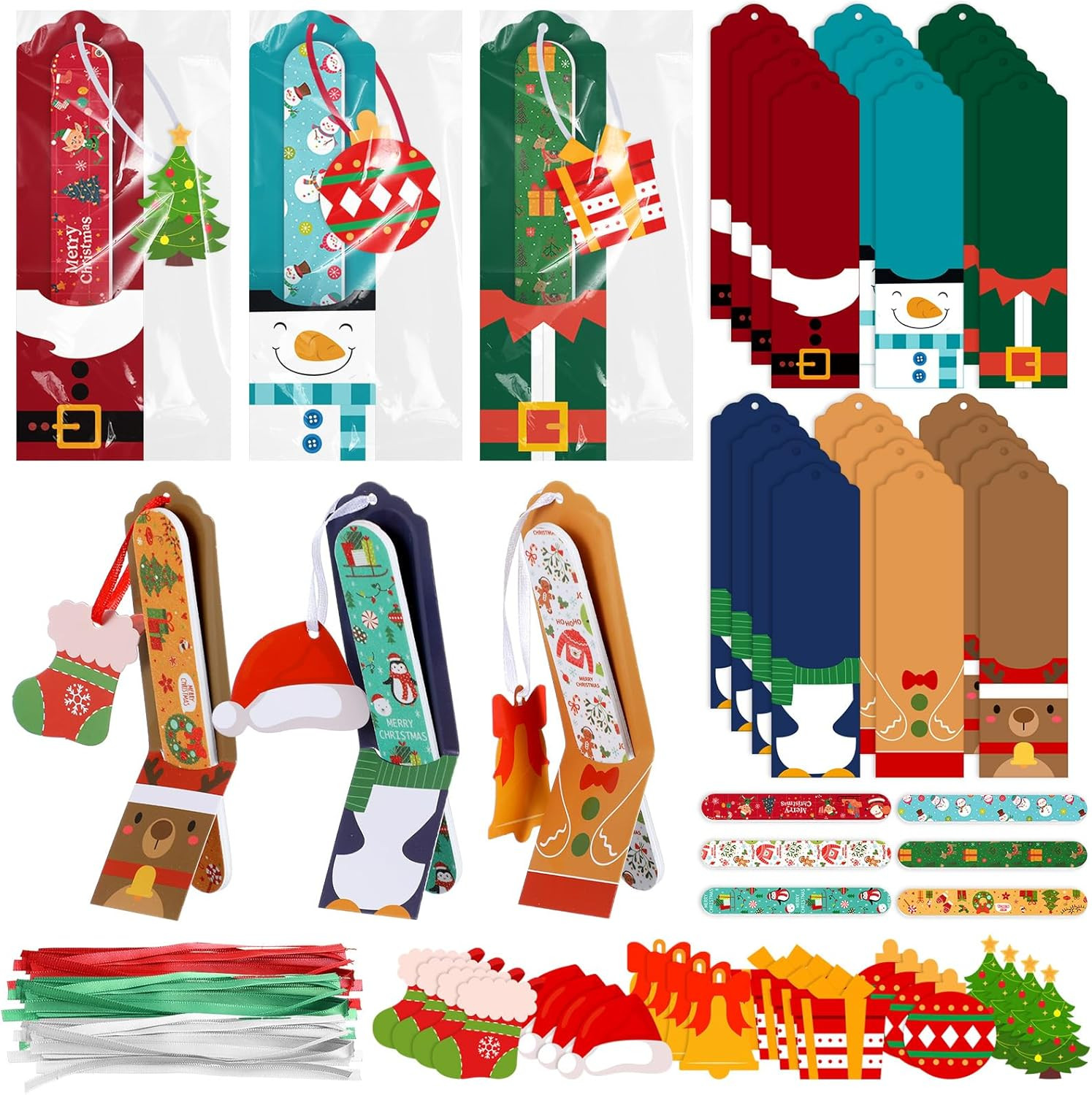 24 Sets Christmas Gift Christmas Nail File Santa Emery Boards Christmas Cutout Hat Filler Manicur... | Amazon (US)