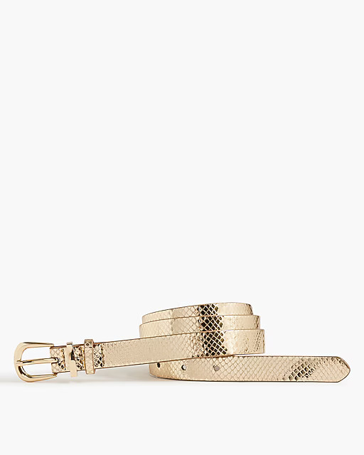 Metallic faux-snakeskin gold belt | J.Crew Factory