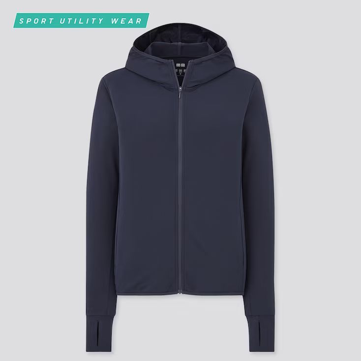 UNIQLO Women's Airism Uv Protection Mesh Long-Sleeve Full-Zip Hoodie, Navy, XXS | UNIQLO (US)