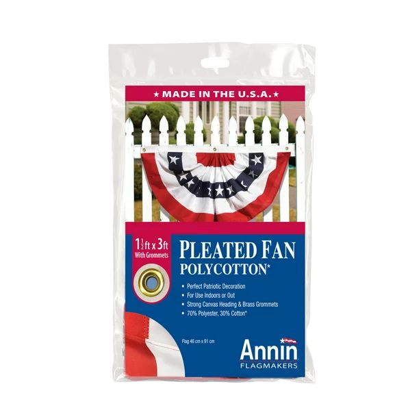 American Poly Cotton Patriotic Pleated Fan by Annin, 18" x 36" | Walmart (US)
