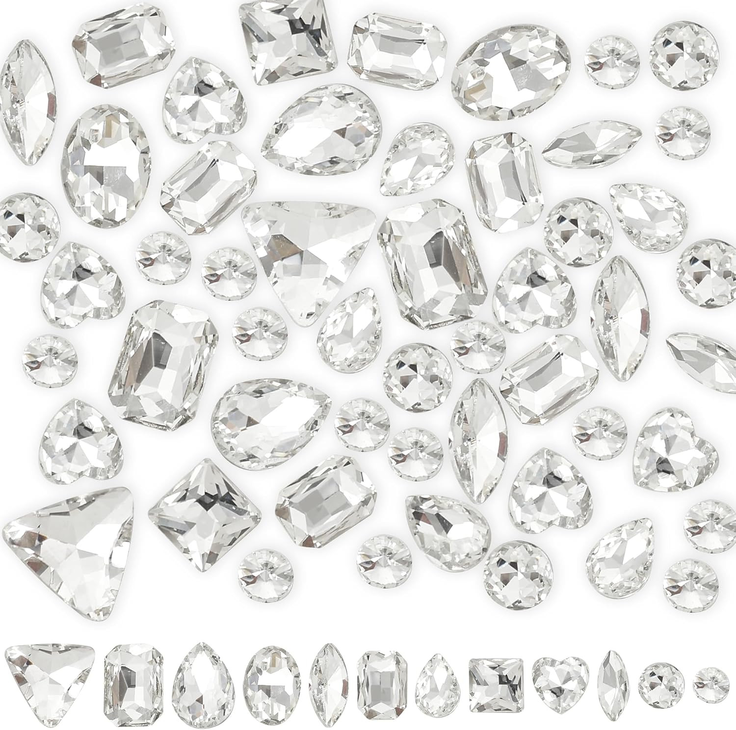 Mix Crystal Rhinestones 106Pcs Point Back Glass Gems Faceted Rhinestones Jewels Embelishments with Silver Plated Back for Crafts, Jewelry Making, Clothes, Shoes, Dress Clear | Amazon (US)