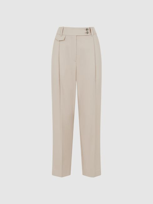 Reiss Stone River High Rise Cropped Tapered Trousers | Reiss UK