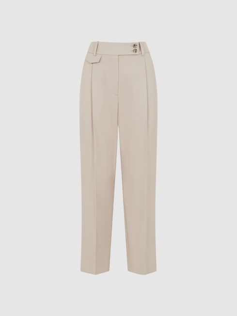 Reiss Stone River High Rise Cropped Tapered Trousers | Reiss UK