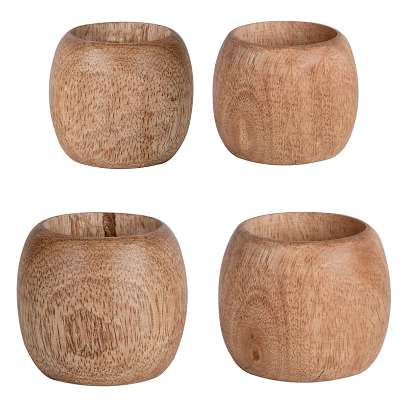 Set of 4 Natural Wooden Napkin Rings | At Home