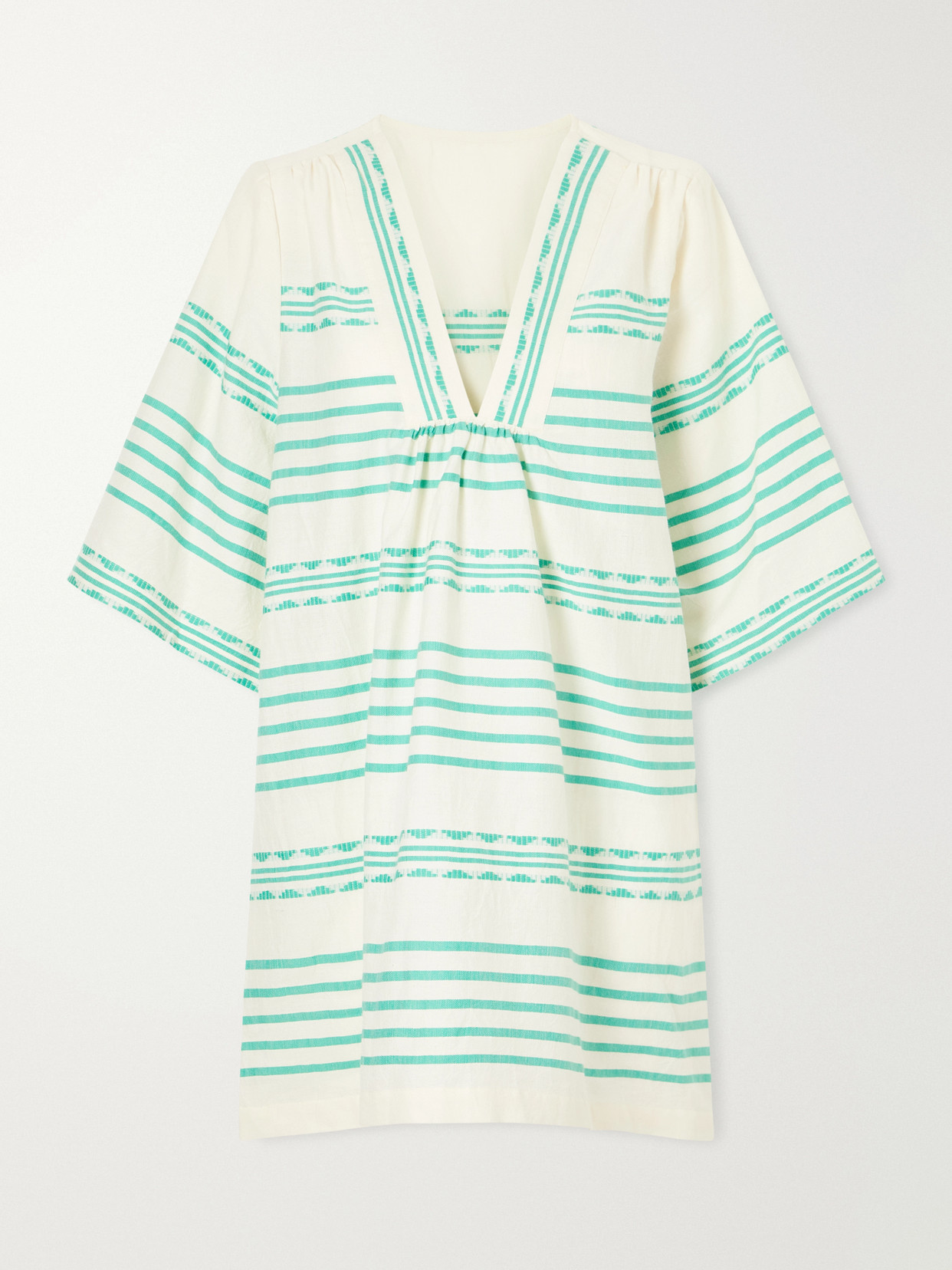 lemlem - Belkis Striped Cotton Caftan - Green | NET-A-PORTER (US)