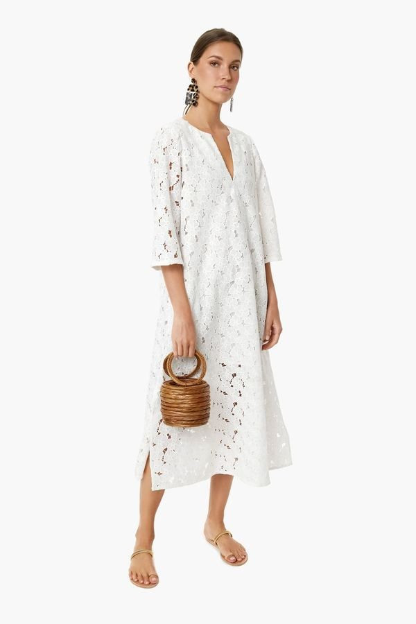 White V-Neck Lace Jamie Dress | Tuckernuck (US)