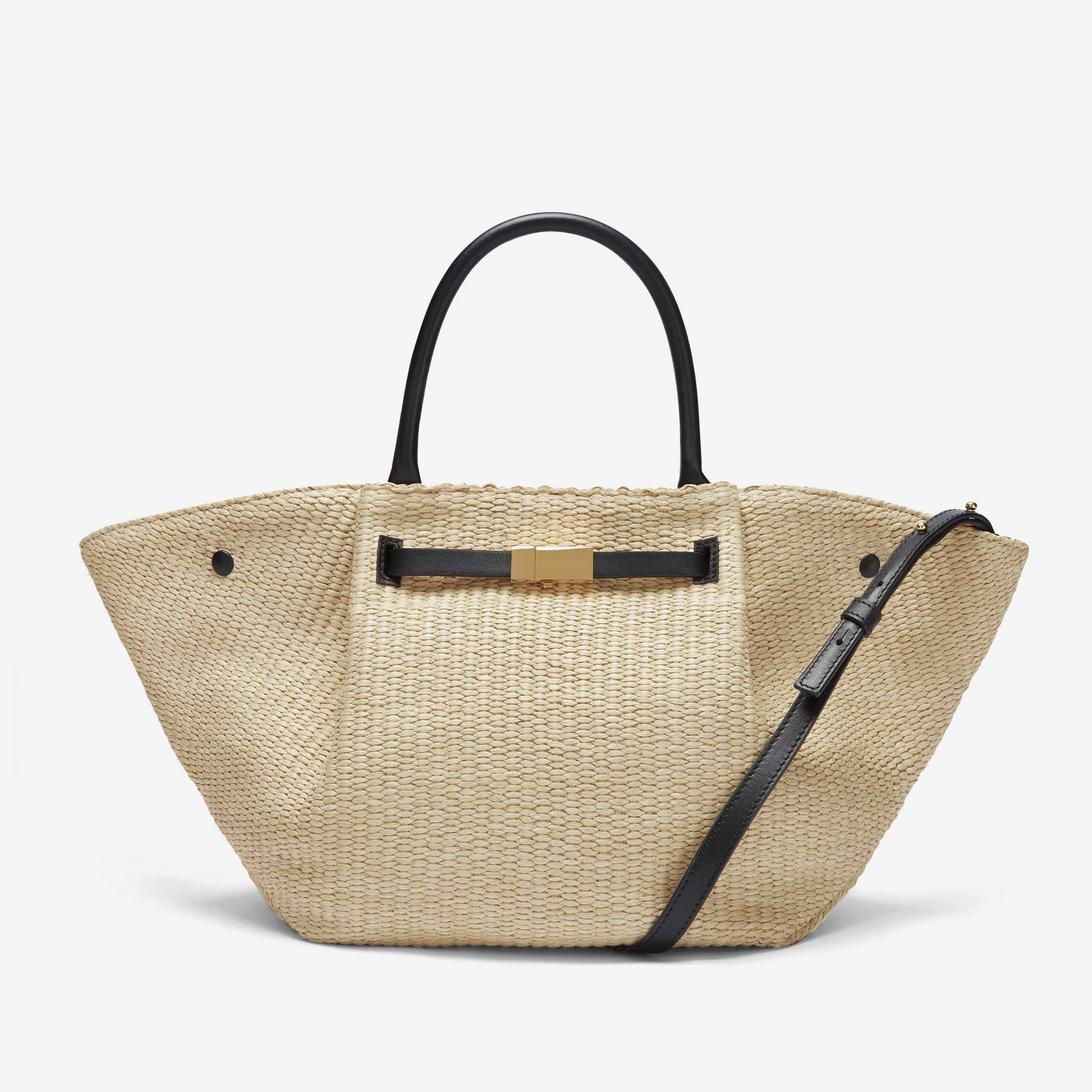 The Midi New York | Natural Raffia & Black Smooth | DeMellier | DeMellier