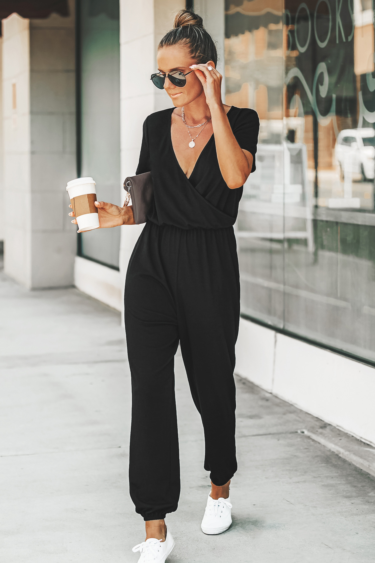 Danica V-neck Maxi Short Sleeve Jumpsuit | Cupshe US